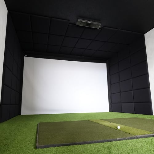 Carl's Built-In Golf Room Kit installed in a finished golf simulator room