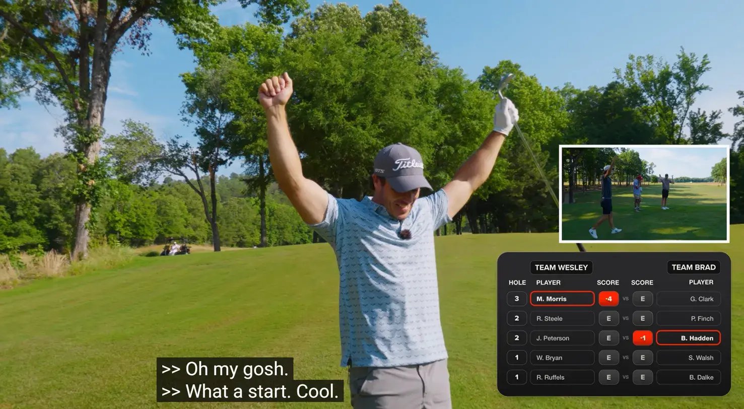 Micah Morris celebrates after going four under through three holes in the YGT Event 1 finale