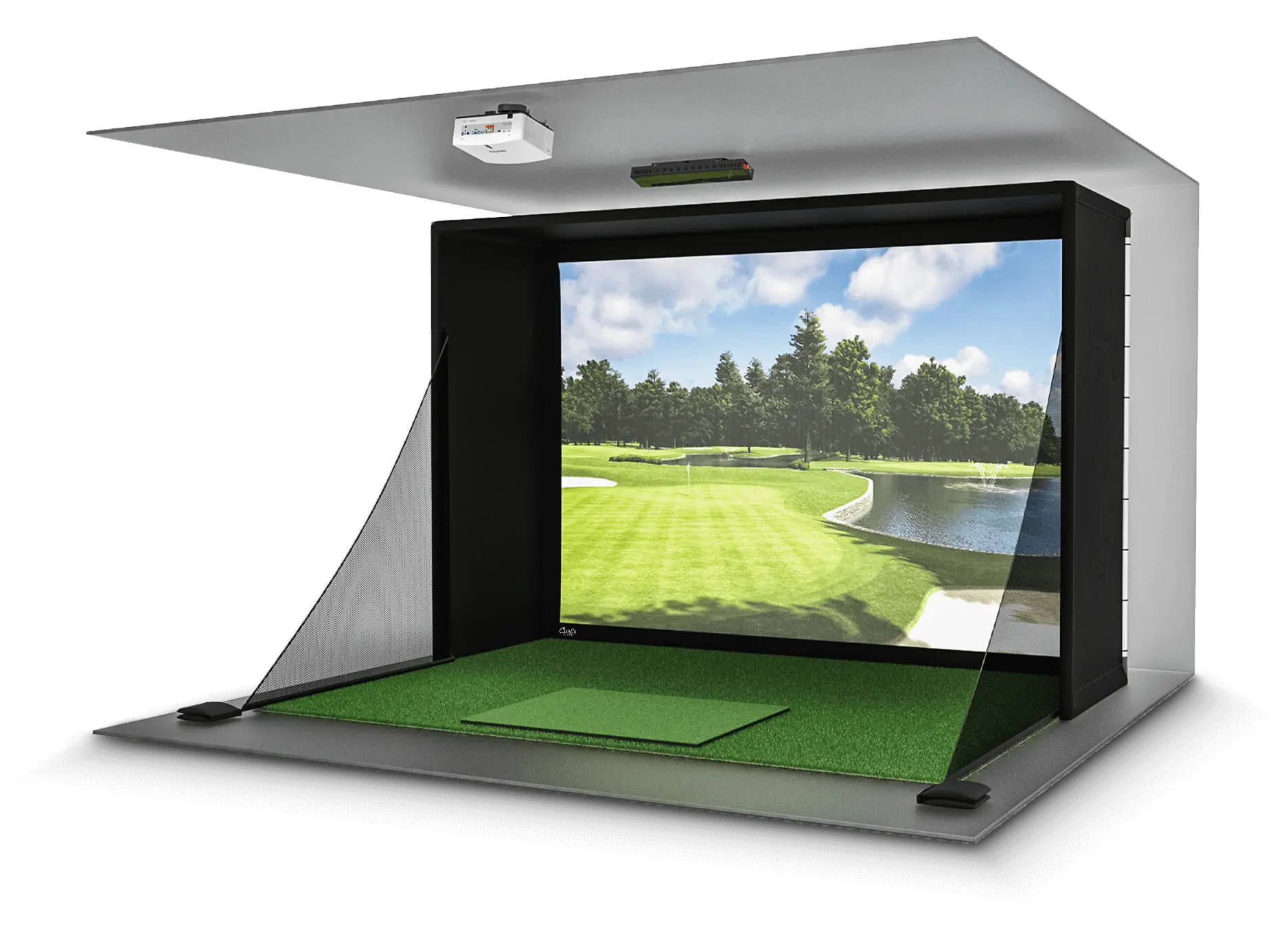 golf simulator room designed by Carl's Place