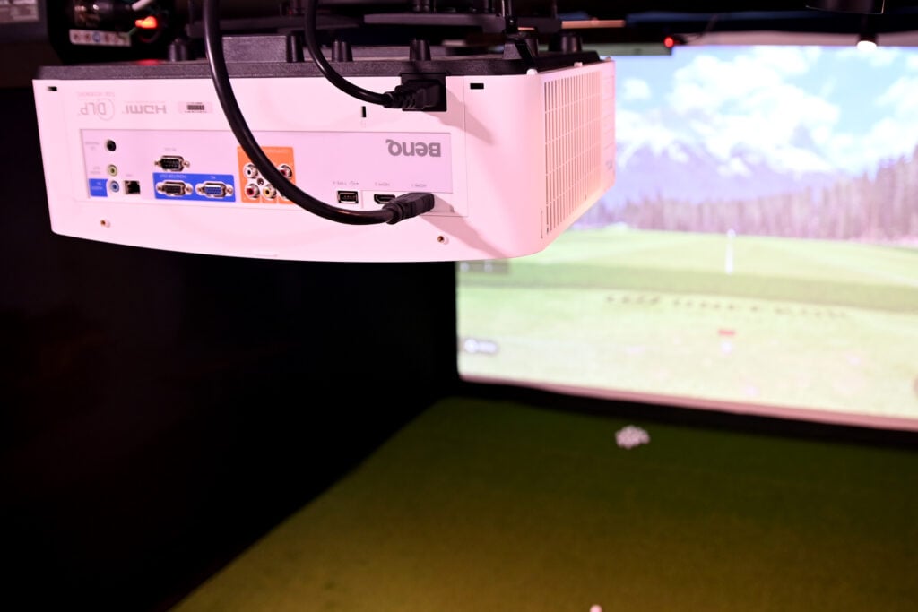 Projector set up in golf simulator