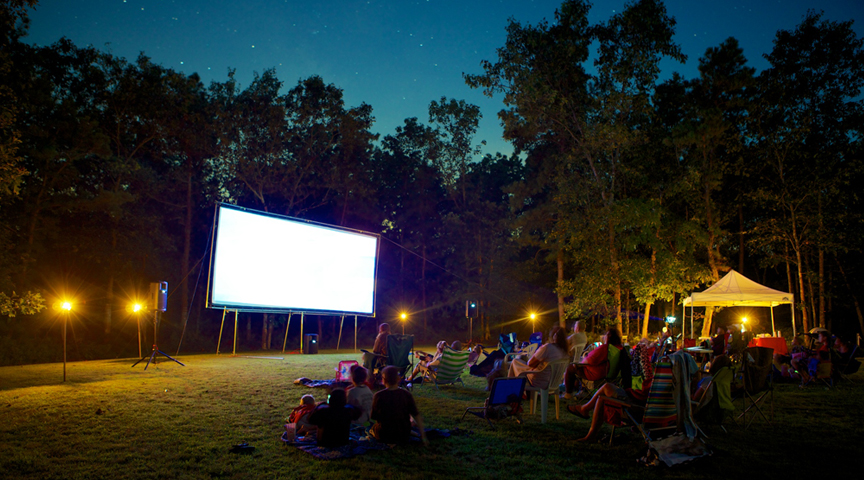 Outdoor party using projection screen from Carl's Place
