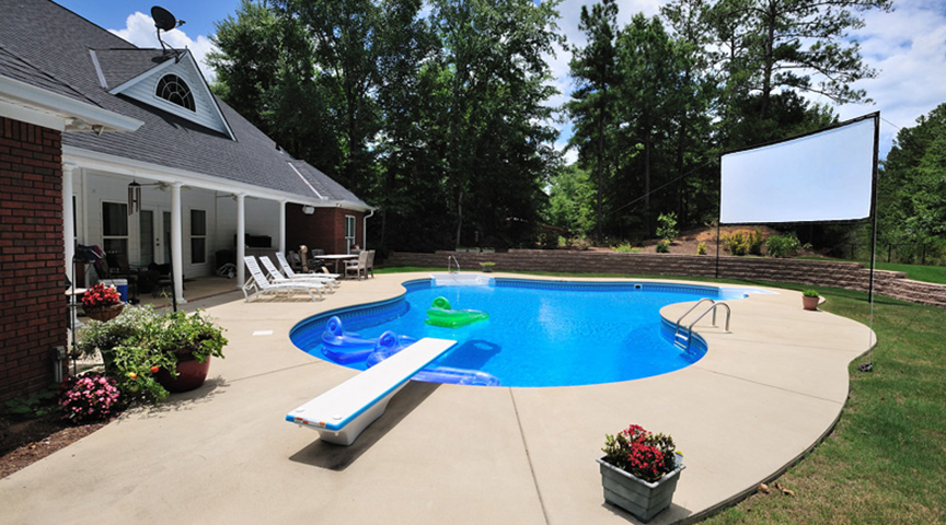 Blackout Cloth used for poolside movie screen