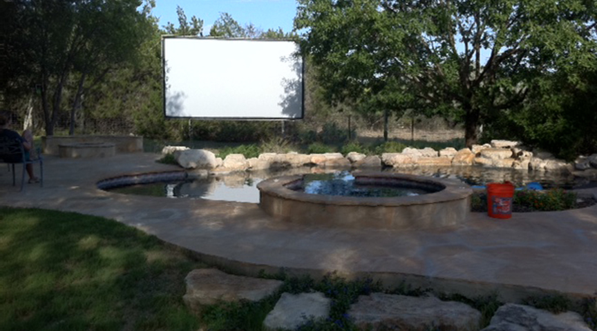 Outdoor Projection Screen by pool