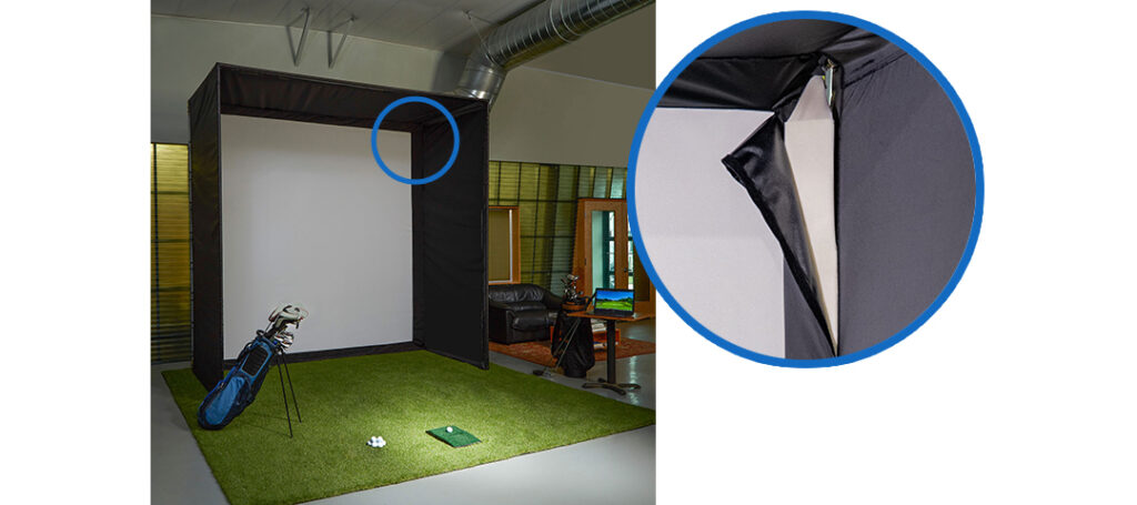 DIY foam inserts in golf simulator to reduce bounce back