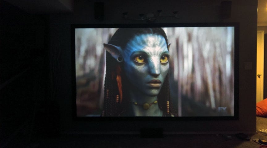 FlexiWhite Projection Screen showing Avatar movie