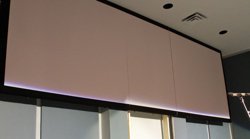 FlexiGray wide projection screen for church