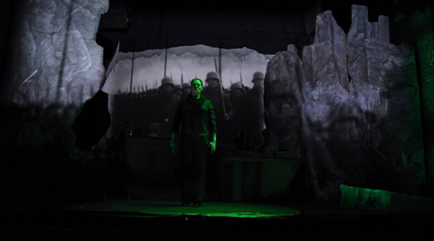 Large projection screen used in theater