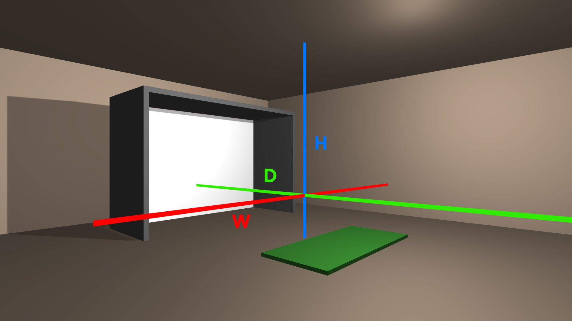 Height, Width and Depth of a Golf Simulator Room