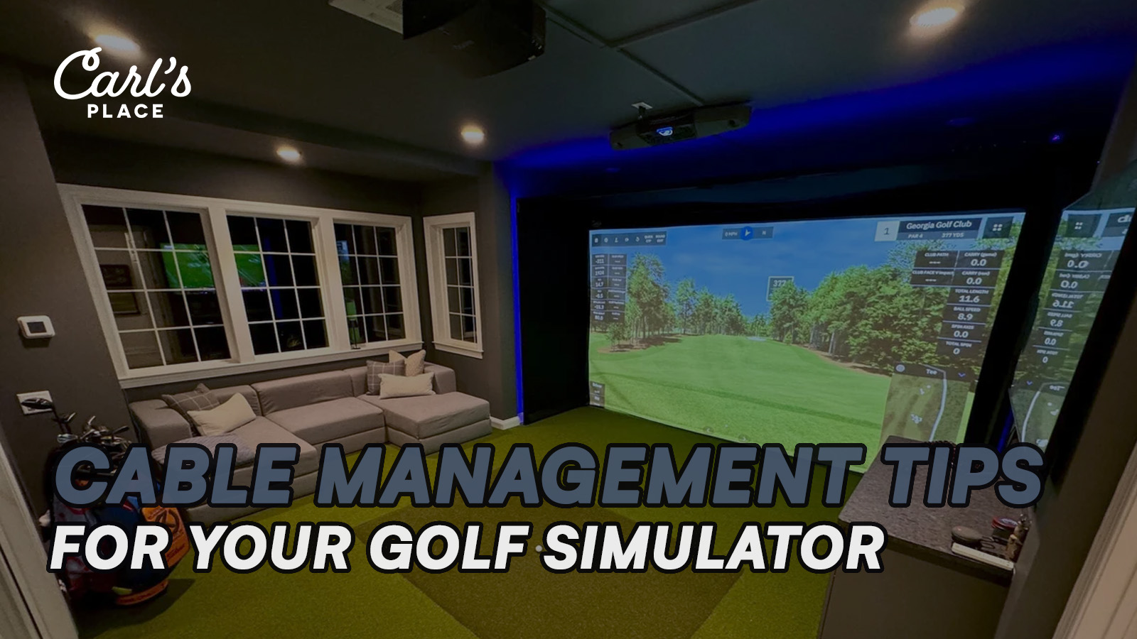 cable management done well in a golf simulator