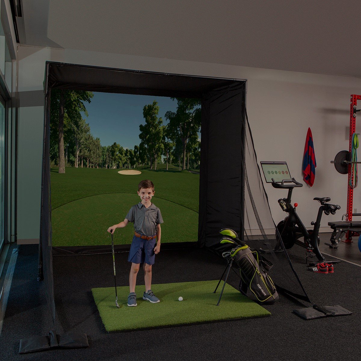 child golf simulator dark