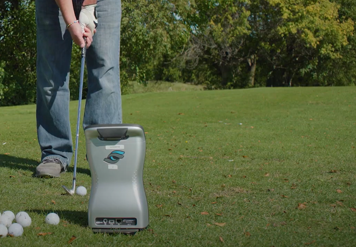 GCQuad on the driving range measuring a pitching wedge