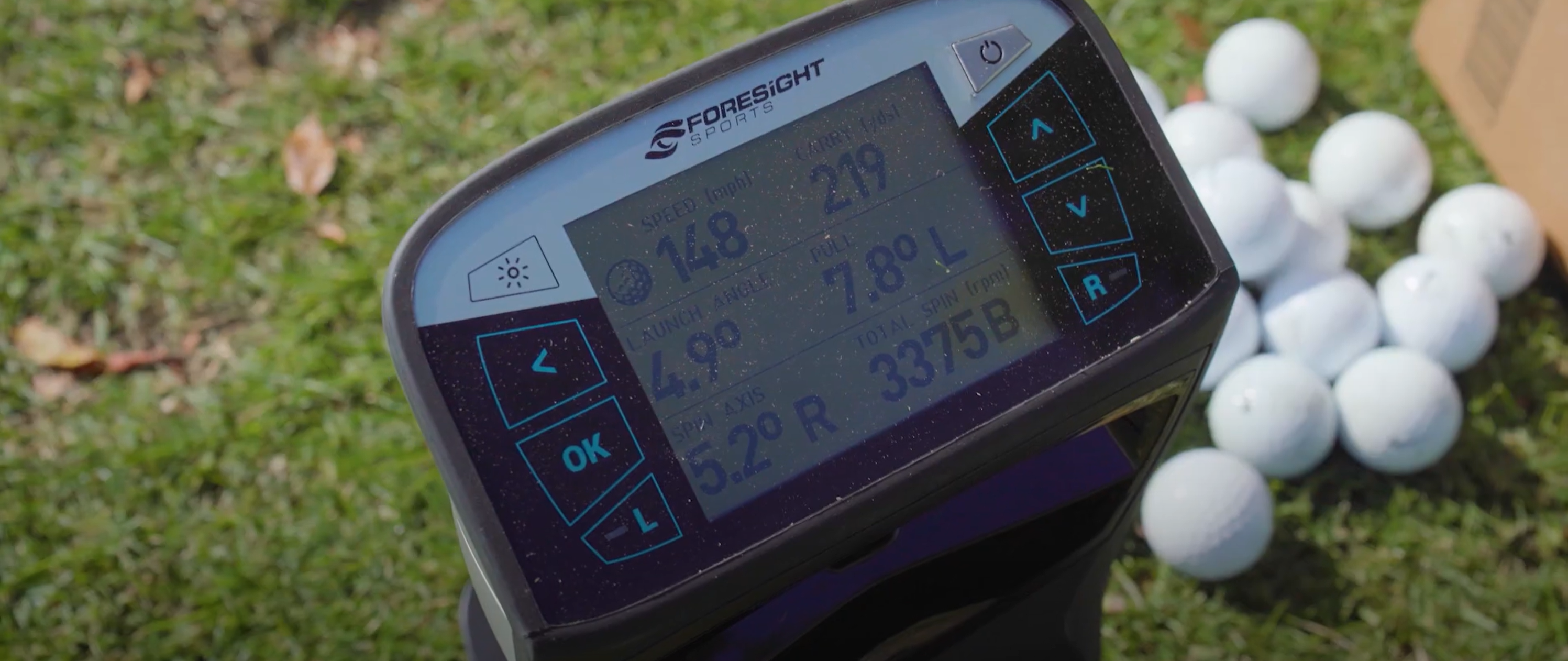 GCQuad showing data parameters on LCD screen