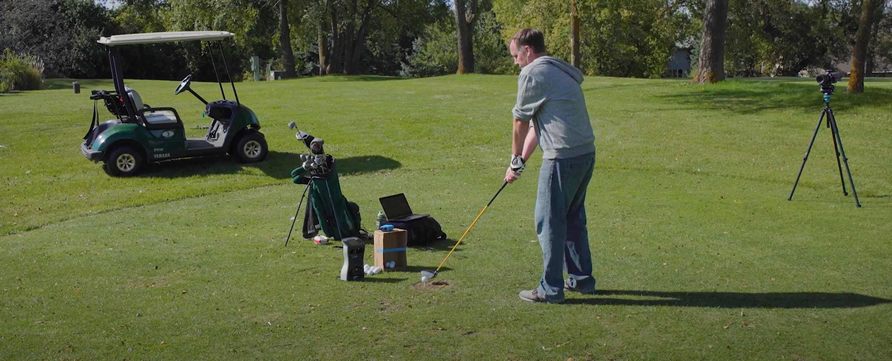 GCQuad on the driving range measuring a driver